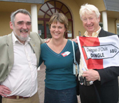 Fergus O'Flaherty, Kate O'Connor and John Moriarty after the plebiscite count